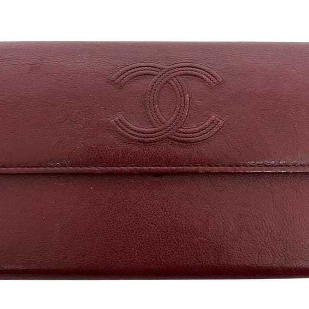 CHANEL Authentic Red Leather Logo Wallet - Picture 9 of 11